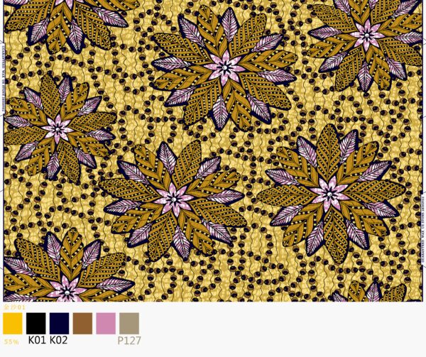Luxury Polyester Gold Wax Fabric