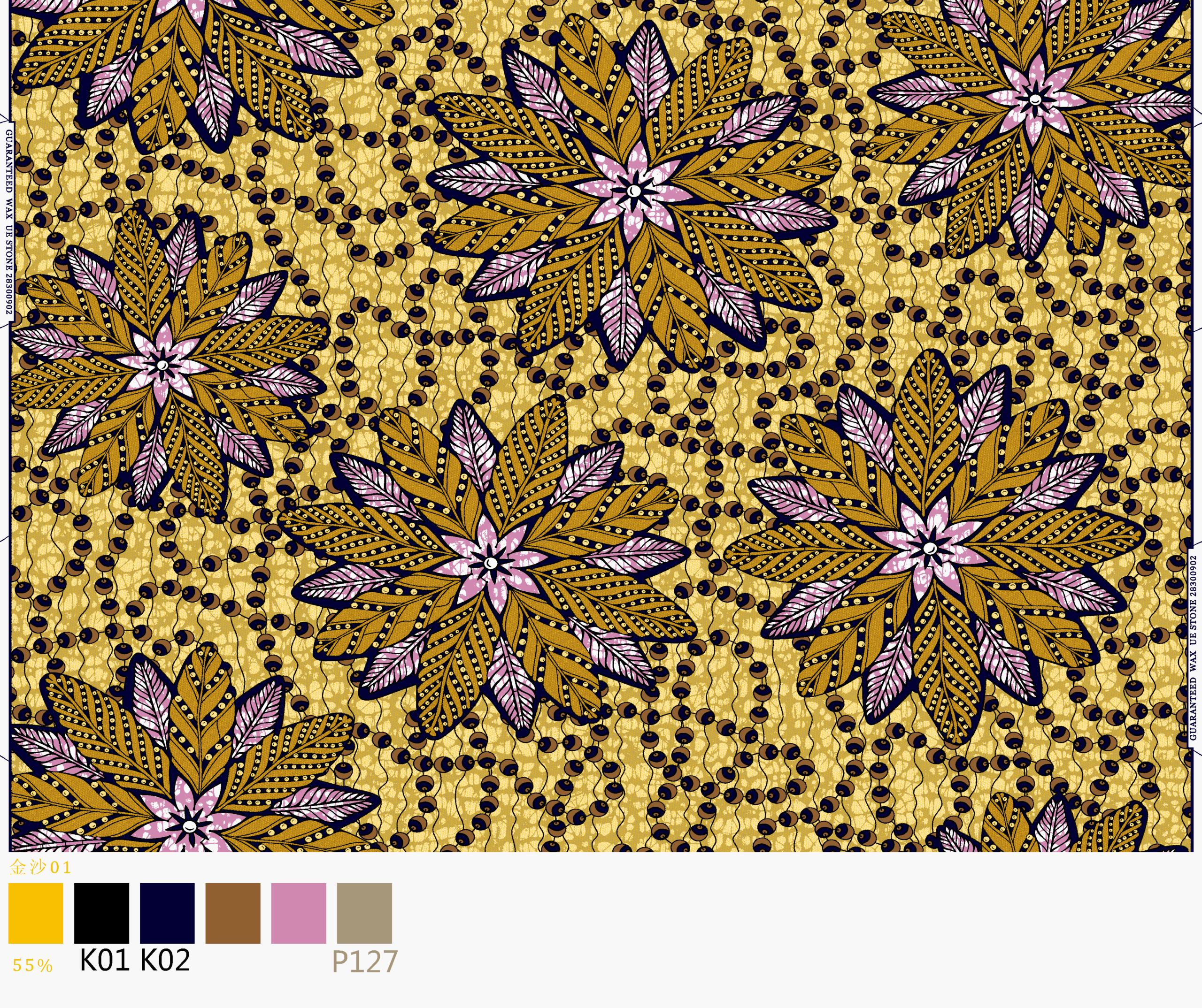 Luxury Polyester Gold Wax Fabric