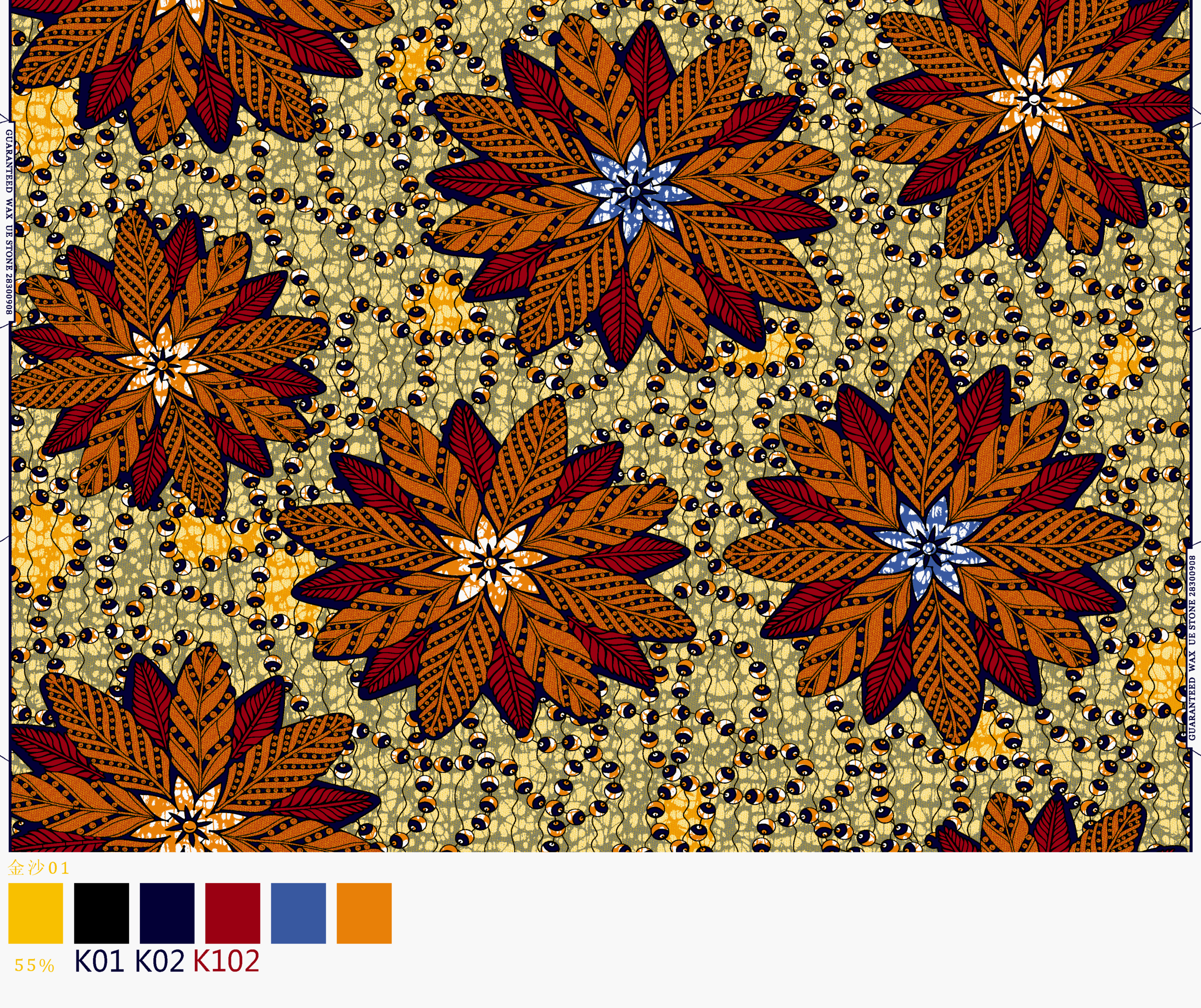 Luxury Polyester Gold Wax Fabric