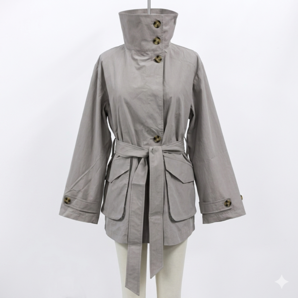 Ladies Waterproof High Fashion Trench Long Coat---SKG002 (2)