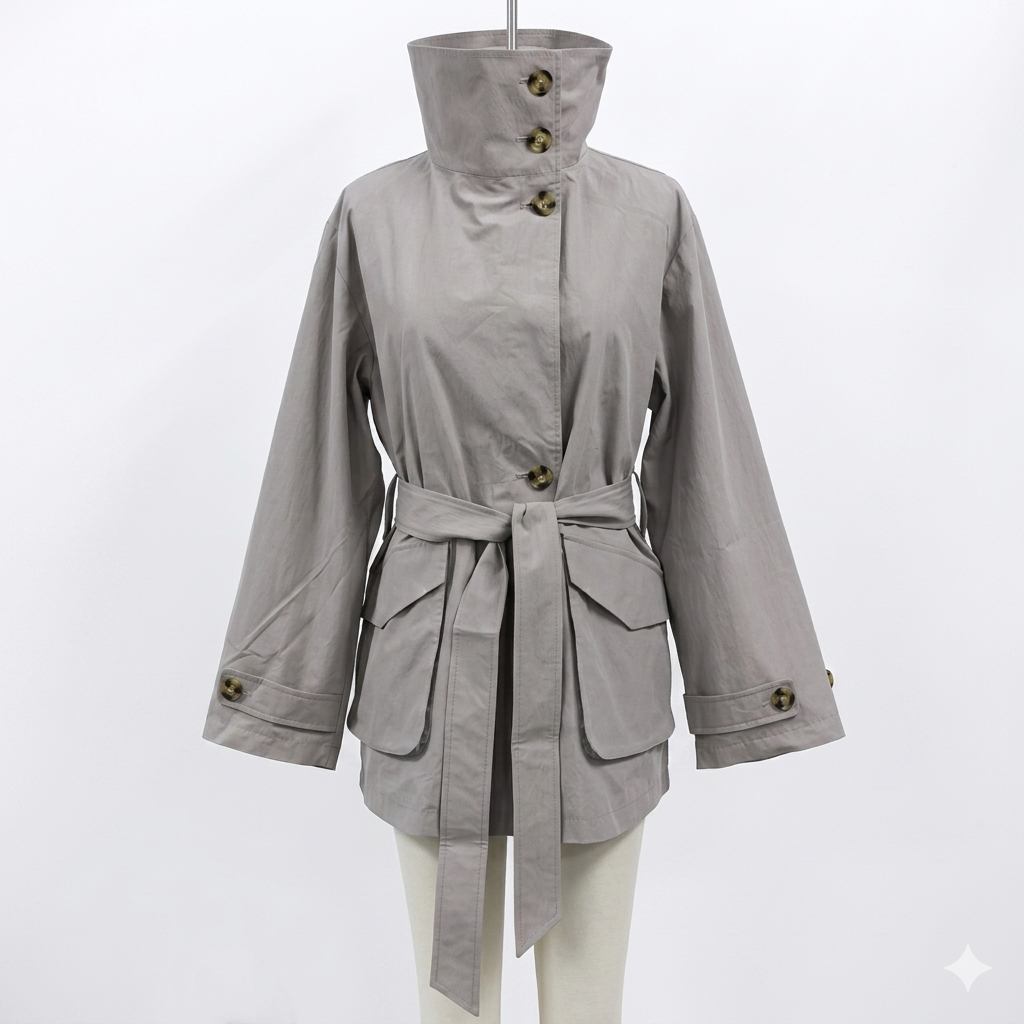 Ladies Waterproof High Fashion Trench Long Coat---SKG002 (2)